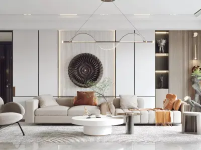 Modern Luxury Flat Apartment Living Room 3D print model