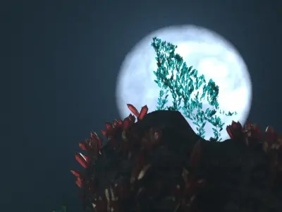 Crystal Wolf Scene Low-poly 3D model