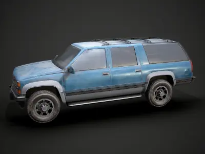 Old Suv car low poly Low-poly 3D model