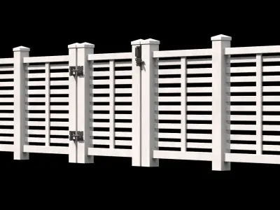 Wooden Fence set PBR 07 Low-poly 3D model