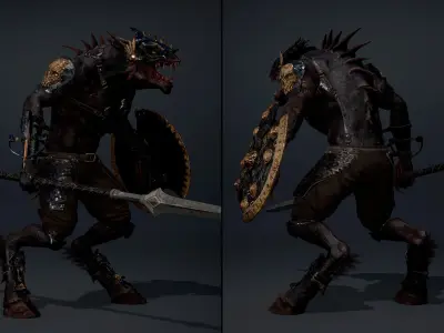 Mist Spearman Arm2 Brutal Low-poly 3D model