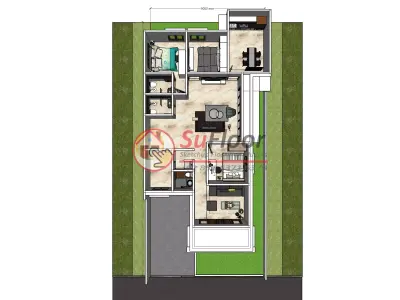 House 9x20m code 627 - Sketchup 3D model 3D model 3D model