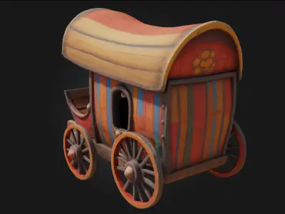 Colorful Caravan  Vibrant Travelers Home on Wheels 3D model