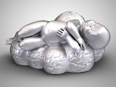 Baby Sleeping On Cloud 3D print model