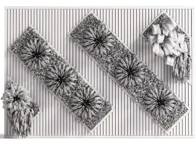 Wall plants set partition in frame 02 3D model