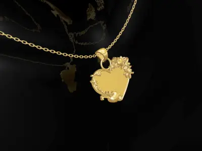 Heart Gold Pendant Jewelry 3D print model