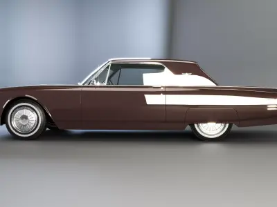 Thunderbird 1961 Convertible Hardtop Low-poly 3D model