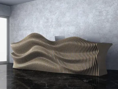 Parametric Wavy Wooden Furniture 23 - CNC files for cutting 3D model