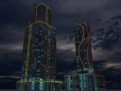 Sci-Fi 4 futuristic skyscrapers - futuristic skyscrapers 3D model
