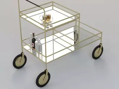 Gable Bar Cart 3D model