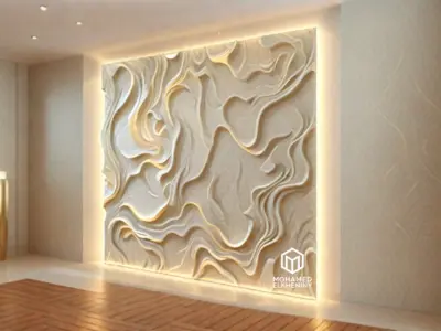 modern panel wall decor set wall relief mural CNC 107 3D model