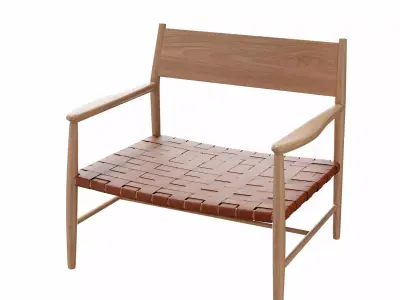 Leather wood chair 3D model