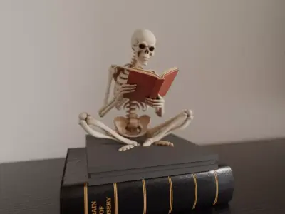 skeleton decoration for book shelf 3D print model