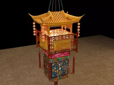Chinese house palace lantern  3D model purchase