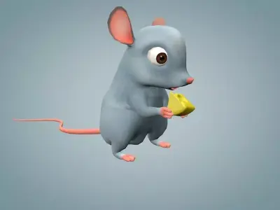 Mouse holding piece of bread Low-poly 3D model