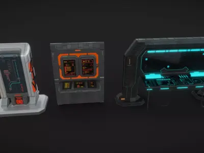 SciFi Terminals 25 Low-poly 3D model