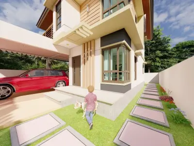 Modern Bungalow House 3D model