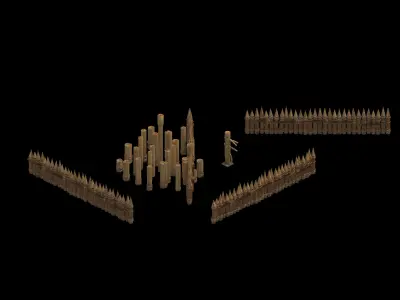 Game Wood Pile - Fence 03 3D model