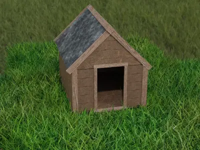 Kennel - Doghouse 3D low-poly model Free low-poly 3D model