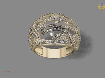STL 3DM Print Ready Women Diamond Ring Lightweight Printable  3D print model 166