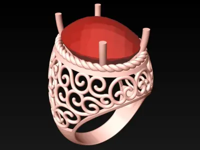 Oval Stone Ring - GN224 3D print model