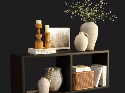 decor set with handcrafted terracotta vases 3D model