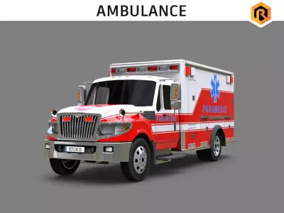 Ambulance truck Low-poly 3D model