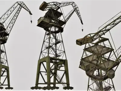 Large Old Crane PBR Low-poly 3D model