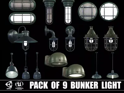 Pack of 9 Bunker Light 3D Model Collection