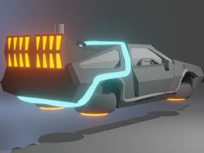 DeLorean Car Low Poly 3D model