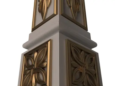 Stair Baluster 05 White Low-poly 3D model