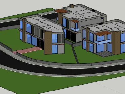 MODERN 3 VILLA MODEL WORK 3D model