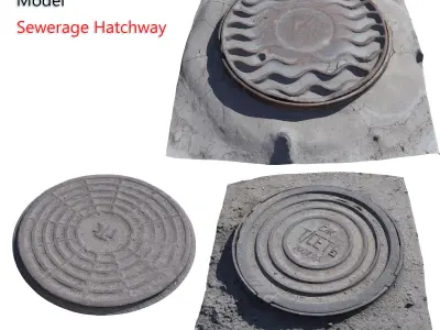 Sewerage hatchway Scan model Low-poly 3D model