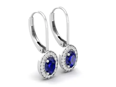 AV 426 Diamond Ladies Halo Style Dangling Drop Earrings 3D print model
