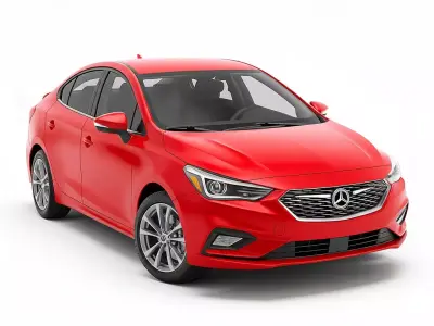 Red Sedan Car Low-poly 3D model