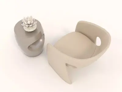 Modern Coffee Table and Armchair Set 33 3D model