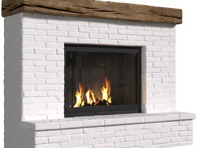 French Rustic Fireplace in Country style 3D model