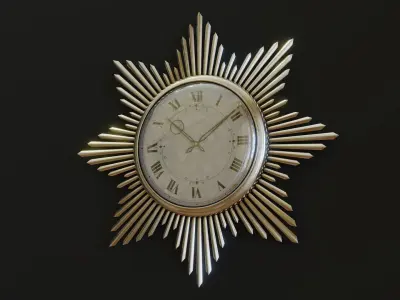 Mid-Century Starburst Clock Low-poly 3D model