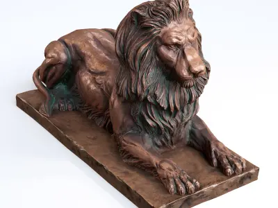Recumbent Lion Lowpoly PBR Low-poly 3D model