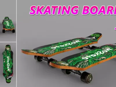 3D   skating-board Low-poly 3D model