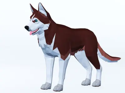 LowPoly Dog - Husky Low-poly 3D model