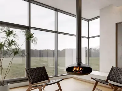 Modern villa living room dining room interior scenes  3D model