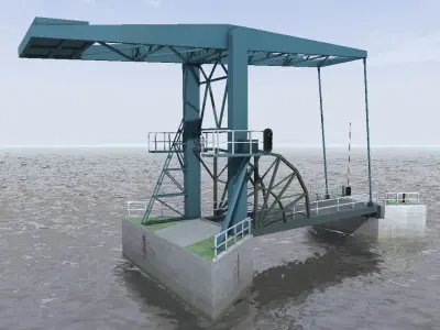 Inland Moveable Small Bridge 3d model Low-poly 3D model