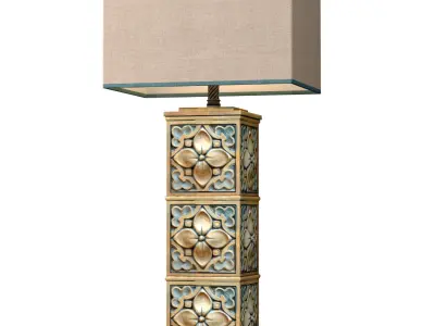 Tall Aged Arabic Oriental Nightstand bedside Eastern Table Lamp 3D model