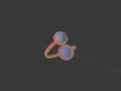 Yellow Gold Ring with Black Diamonds  CGI and 3D Print Model 3D print model