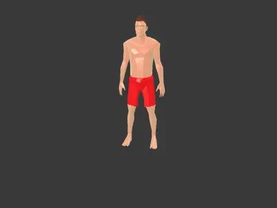 Low poly Realtime-ArchViz  -Beach Man -50 Beach Sport Poses Low-poly 3D model