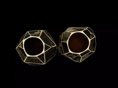 Black in Gold Hexa-Shaped Vase Low-poly 3D model