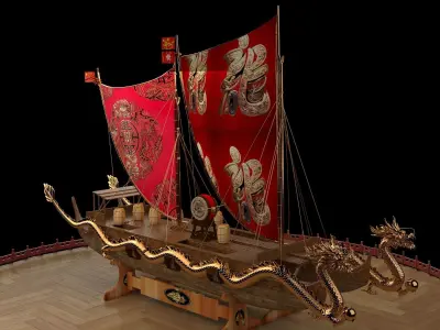Chinese dragon  boat 3D model