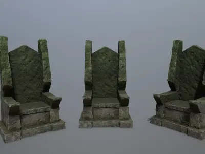 Stone Throne Low-poly 3D model