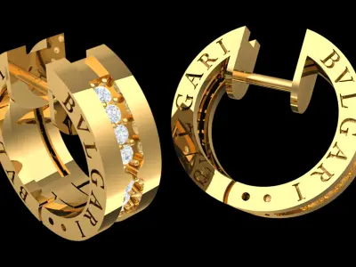 Luxury BVLGARI-Inspired Hoop Earrings 3D Model 3D print model